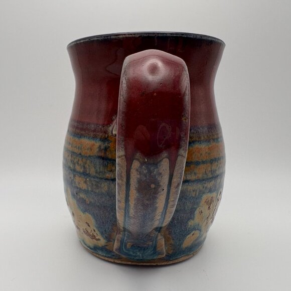 Conestoga River Pottery Ceramic Artisan Barrel Mug Brown Tan Blue (SKU: 279MI) - Picture 4 of 9